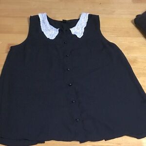 FOREVER 21 Black Sleeveless Open Back Blouse - Sz L